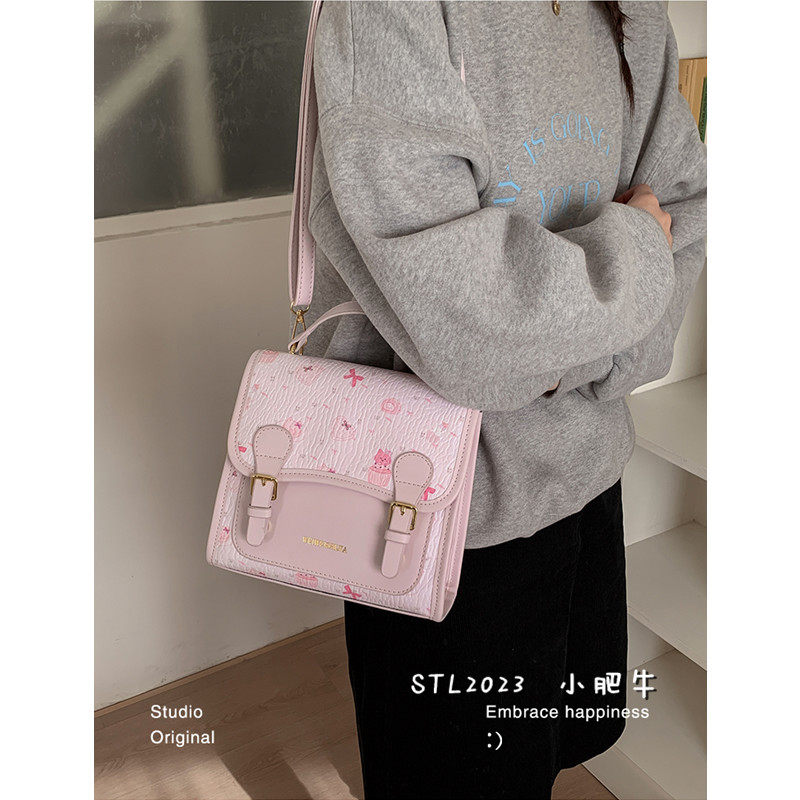 学院风粉色双肩包包女2025新款潮小众少女多功能书包时尚小型背包,淘宝优惠券,粉丝福利购,淘宝优惠卷