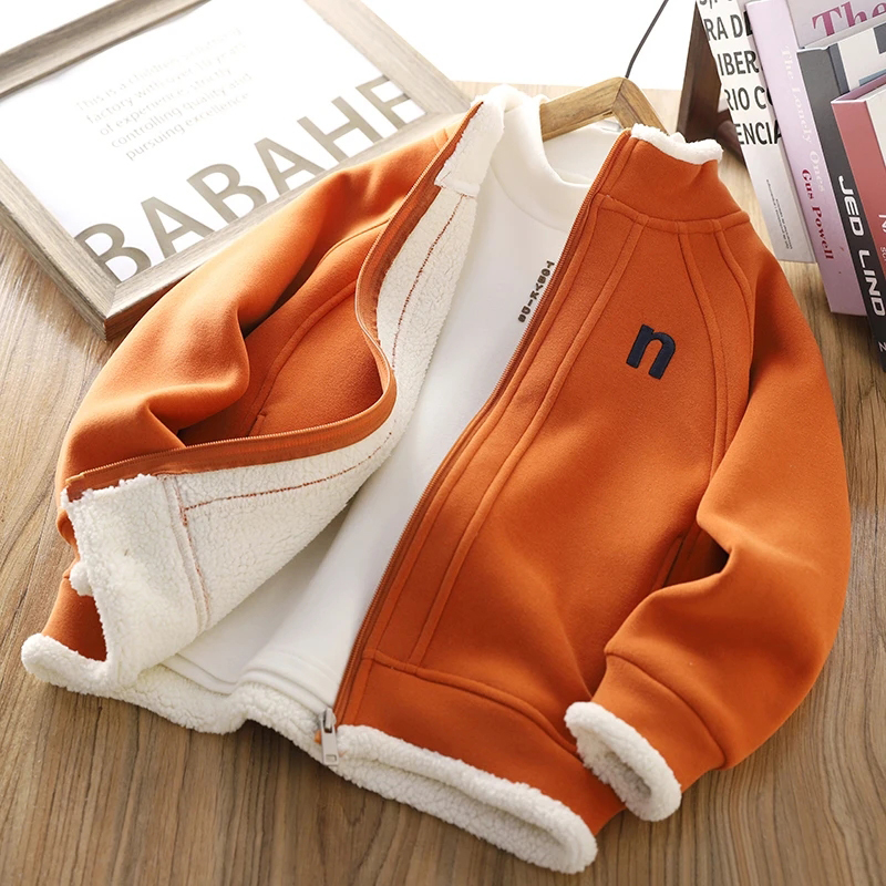 男童冬季加绒外套棒球服中大童儿童酷帅防风加厚保暖运动上衣夹克 - 图0