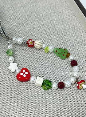 ins风小蘑菇圣诞树手机挂件
