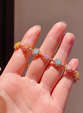 精致甜美方糖彩色花朵手链