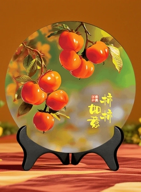 六个柿子加厚柿柿如意摆件