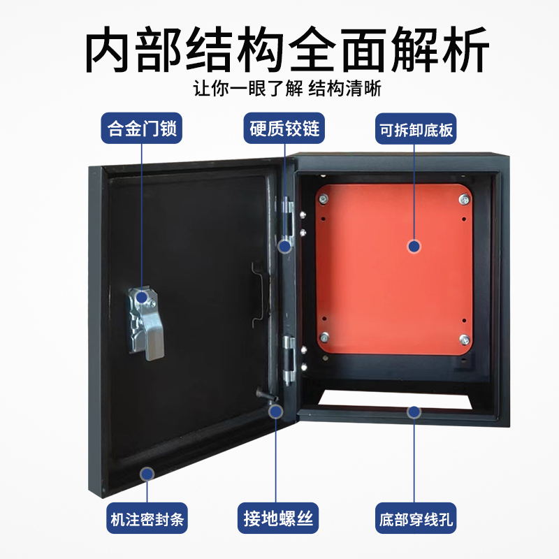 基业箱明装室内电箱家用强电布线箱加厚定做电气控制箱配电箱黑色