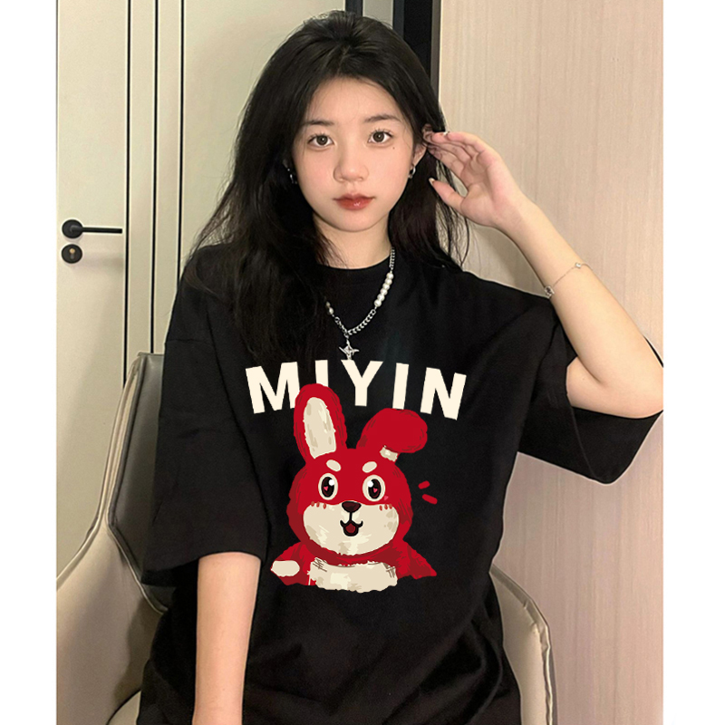 韓版chic卡通短袖T恤女百搭甜美2023夏季新款潮ins學生寬松顯瘦_EIGY旗艦店_女裝_女士精品
