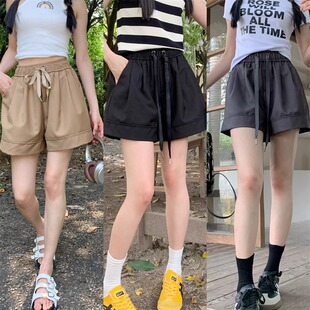 短裤女夏季小个子高腰阔腿a字五分裤