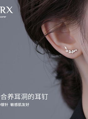 JXRX高级感麦穗耳环女设计感小众耳钉2026巨好看精致超闪银针耳饰