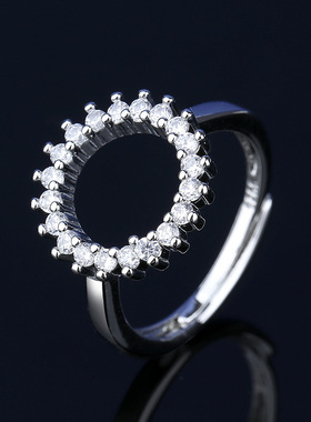 韩国东大门网红女微镶锆石潮流食指个性圆圈套装项链戒指耳钉