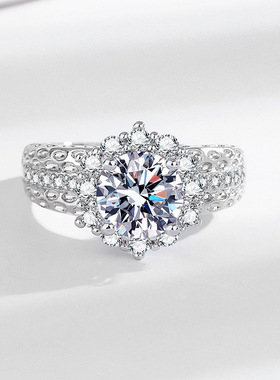 直播热销3克拉八心八箭满钻欧美戒指女仿莫桑石戒指现货厂家