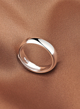 光面戒指女单身男生开口尾戒男指环食指素圈男女潮情侣对戒可调节