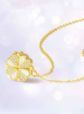 心动四叶草项链女轻奢满钻贝母锁骨链ins小众设计送女友工厂