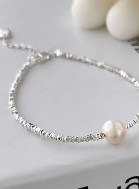 镀银碎银几两手链女2023新款夏轻奢高级感珍珠手饰情人节礼物