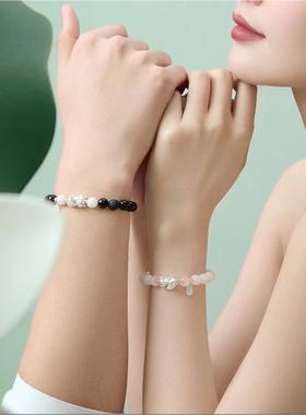 新款999银貔貅菩提手链情侣款天然黑曜石小众高级感原創设计手链