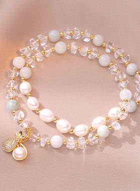 手链女 日韩风福字猫眼石草莓晶复古天然水晶手链手串ins气质手链