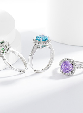 跨境热销千禧玫瑰切公主方便套装欧美时尚简约八边形戒指耳钉项链