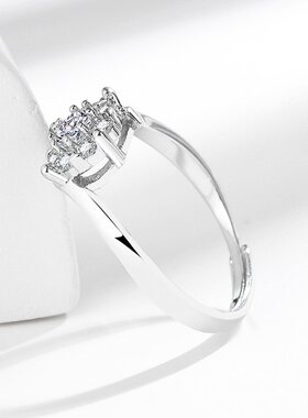 新款直播轻奢个性淑女时尚超闪镶钻戒指手饰网红同款结婚钻戒指环