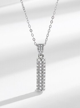 跨境wish亚马逊eBay时尚女士满钻圆柱项链耳环套装锆石首饰品