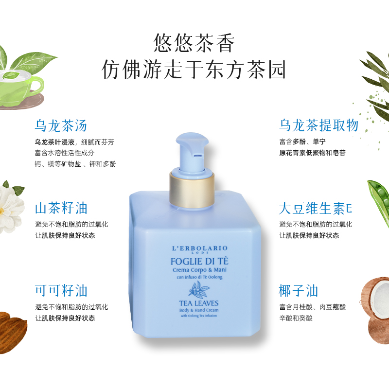 L'erbolario蕾莉欧意大利进口秘境茶香润肤乳保湿护手霜两用250ml-图1