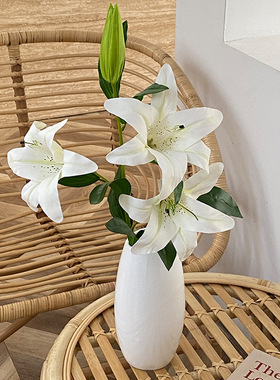 胶片手感百合花仿真花假花家居装饰客厅餐桌摆件花卉婚庆摄影道具