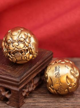 财源滚滚手球黄铜手把件摆件生日礼物送老人解压按摩貔貅创意礼品