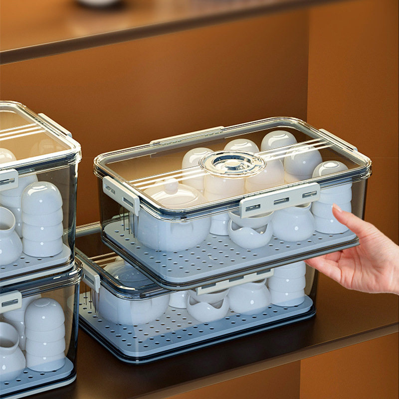 便携茶具收纳盒新款水杯玻璃杯功夫杯架存放家用奶杯储物带盖透明,淘宝优惠券,粉丝福利购,淘宝优惠卷