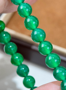 新中式绿玉髓天然白水晶手链绿色碧玉珠串轻奢小众精致手饰送母亲