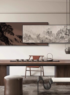 千里江山图客厅装饰画山水画新中式沙发背景墙挂画高档大气叠加画