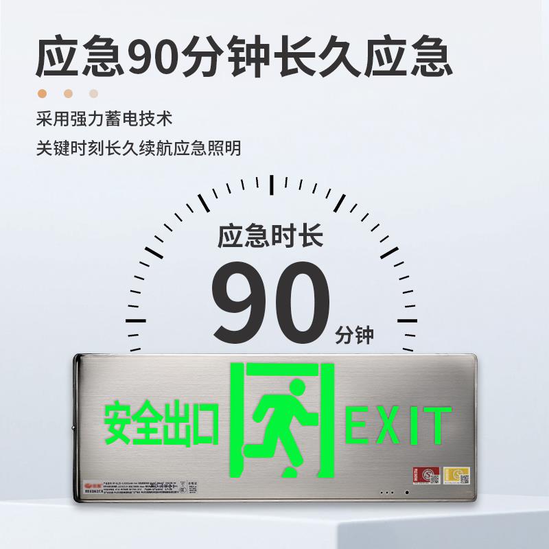 不锈钢600*200安全出口应急指示牌大尺寸商超消防疏散led标志灯 - 图2