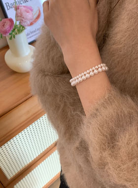 施家珍珠手链女生纯银手链