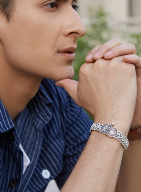 土耳其编织银手链男潮高级感小众软手镯女生个性复古手工情侣手绳