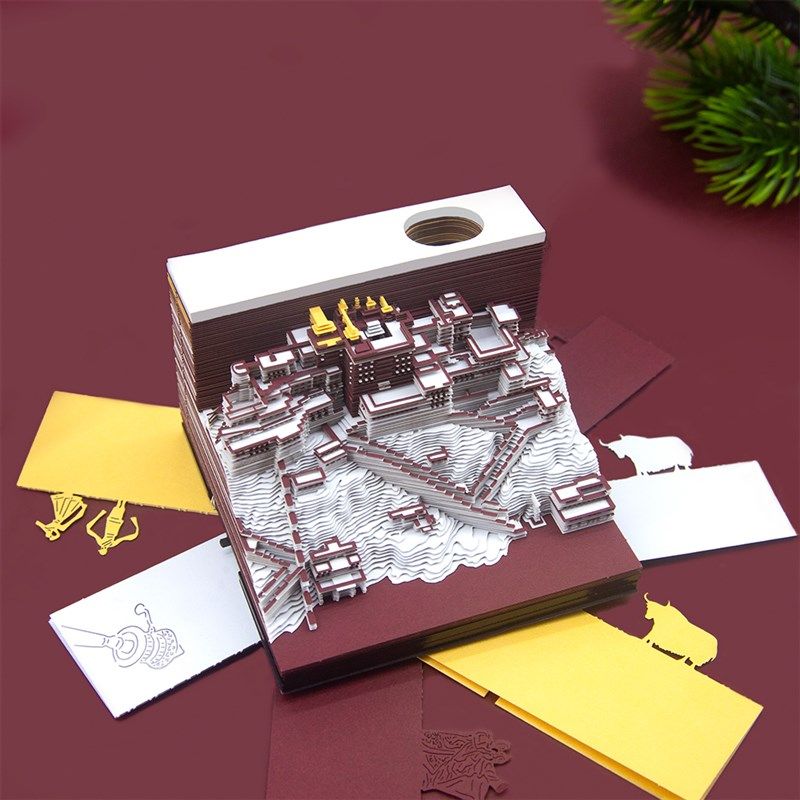 3D立体纸雕便利贴本西藏拉萨景点布达拉宫模型灯光文创纪念品伴手,淘宝优惠券,粉丝福利购,淘宝优惠卷