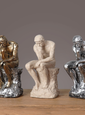 创意人物雕塑摆件思考者小摆设酒柜书架客厅书房办公室简约装饰品