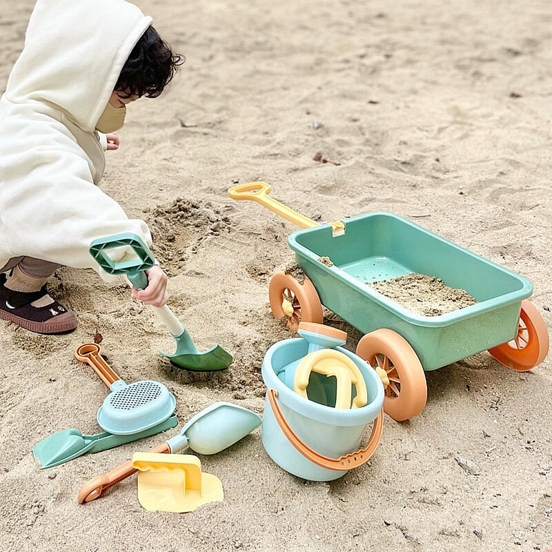 韩国ins儿童沙滩玩具手拉车套装海边挖沙铲子工具玩沙戏水男女孩 - 图0