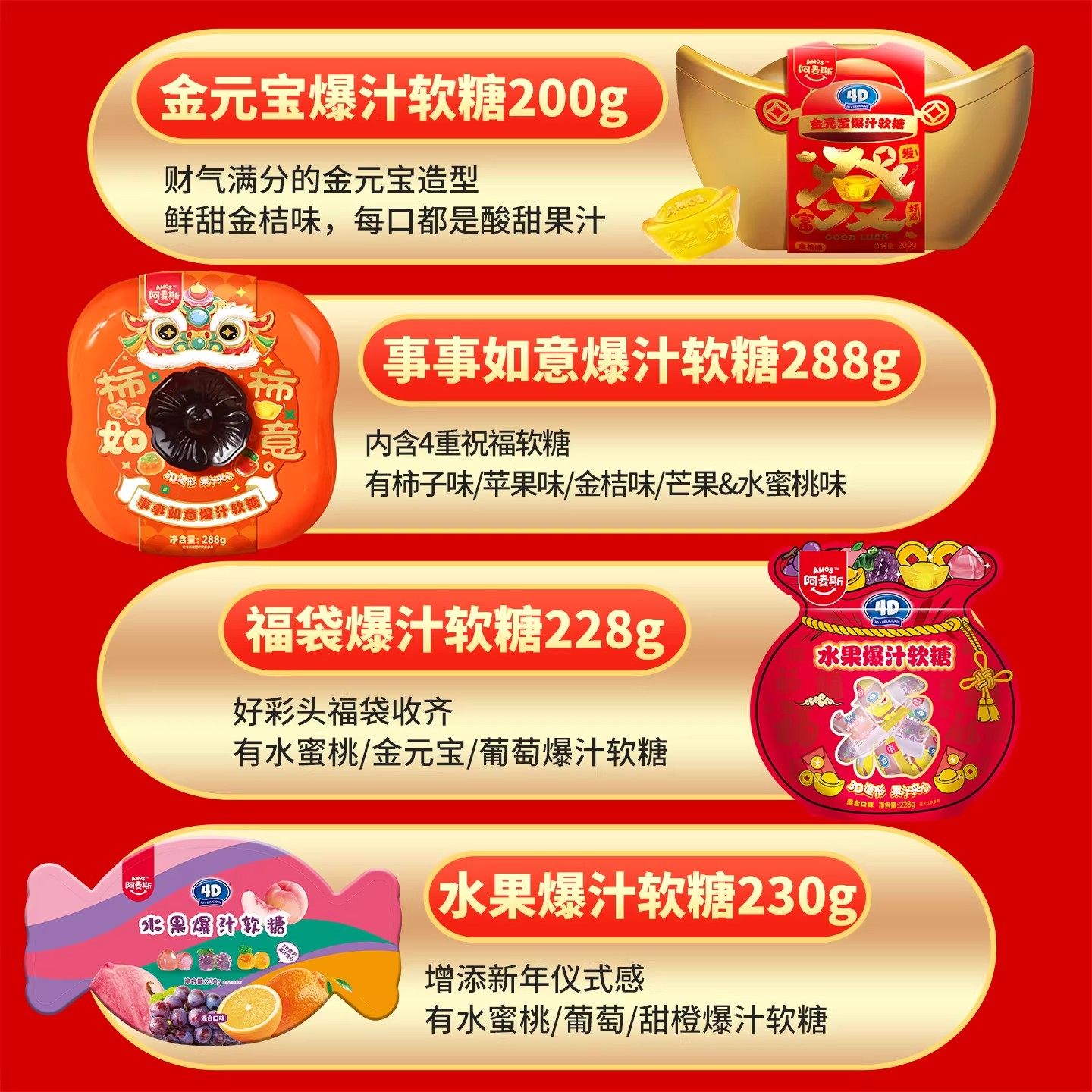 阿麦斯糖果礼盒4D爆汁夹心软糖苹果桔子罐醒狮柿子年货送礼团购,淘宝优惠券,粉丝福利购,淘宝优惠卷