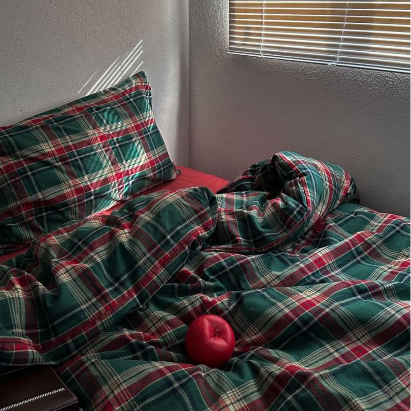 安德鲁日记/圣诞复古格子全棉水洗棉床上四件套纯棉被套床单床品 - 图0