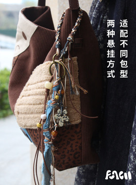 天然石流浪风纯手工编织串珠包挂