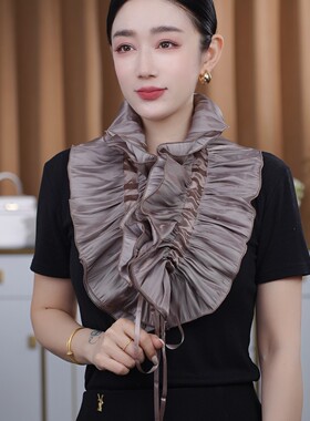 依依家的服饰新款假领子网纱大蝴蝶结系带百搭气质女士款日常围脖