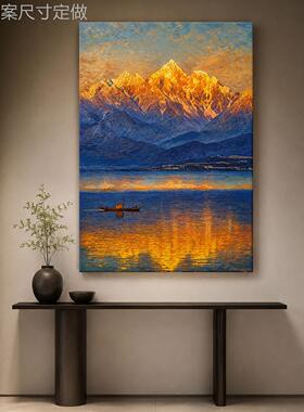 现代式意极简日照金山肌油理画风景艺挂画客厅餐厅高级装感饰术画