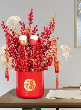 新中式客b厅电视柜摆件家居新房酒柜装饰品开业福桶轻奢新年布置