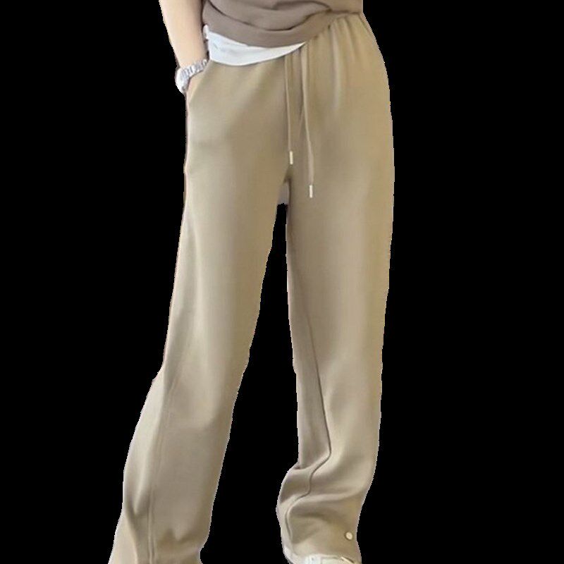 加肥加大码300斤卡其色休闲宽裤男女H秋季潮流宽松直筒垂感卫裤2