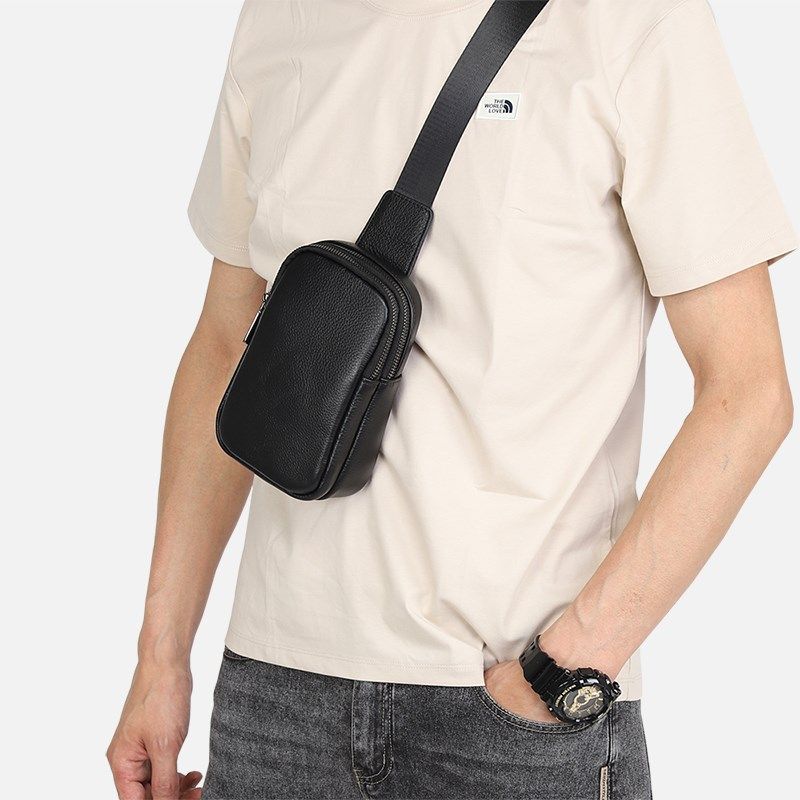 真皮胸包男新款迷你男士包包潮牌小背包头层软牛皮斜挎包男手机包,淘宝优惠券,粉丝福利购,淘宝优惠卷