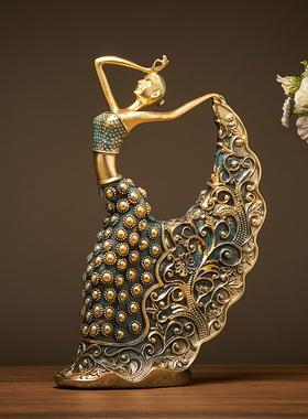 现代轻奢风舞蹈女孩艺术摆件客厅电视机柜酒柜桌面创意工艺品装饰