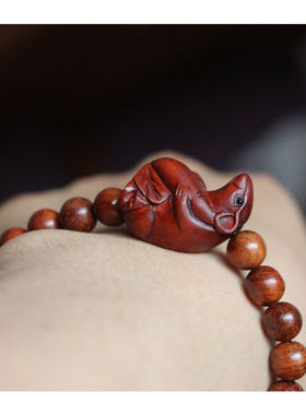 桃木雕刻十二生肖手链佛珠属相挂件饰品鼠牛虎兔龙蛇马羊猴鸡狗