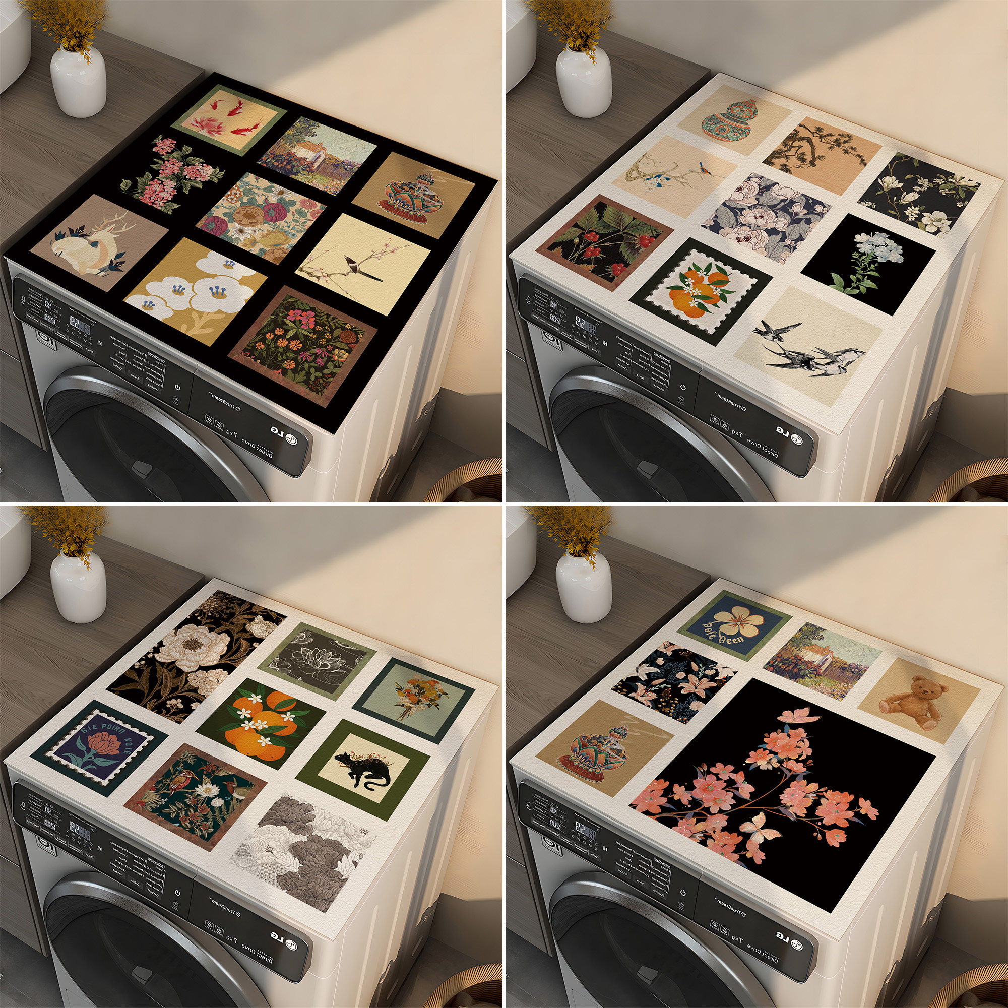 美式复古滚筒洗衣机盖垫防水防晒台面保护垫家用冰箱顶部防尘盖布,淘宝优惠券,粉丝福利购,淘宝优惠卷