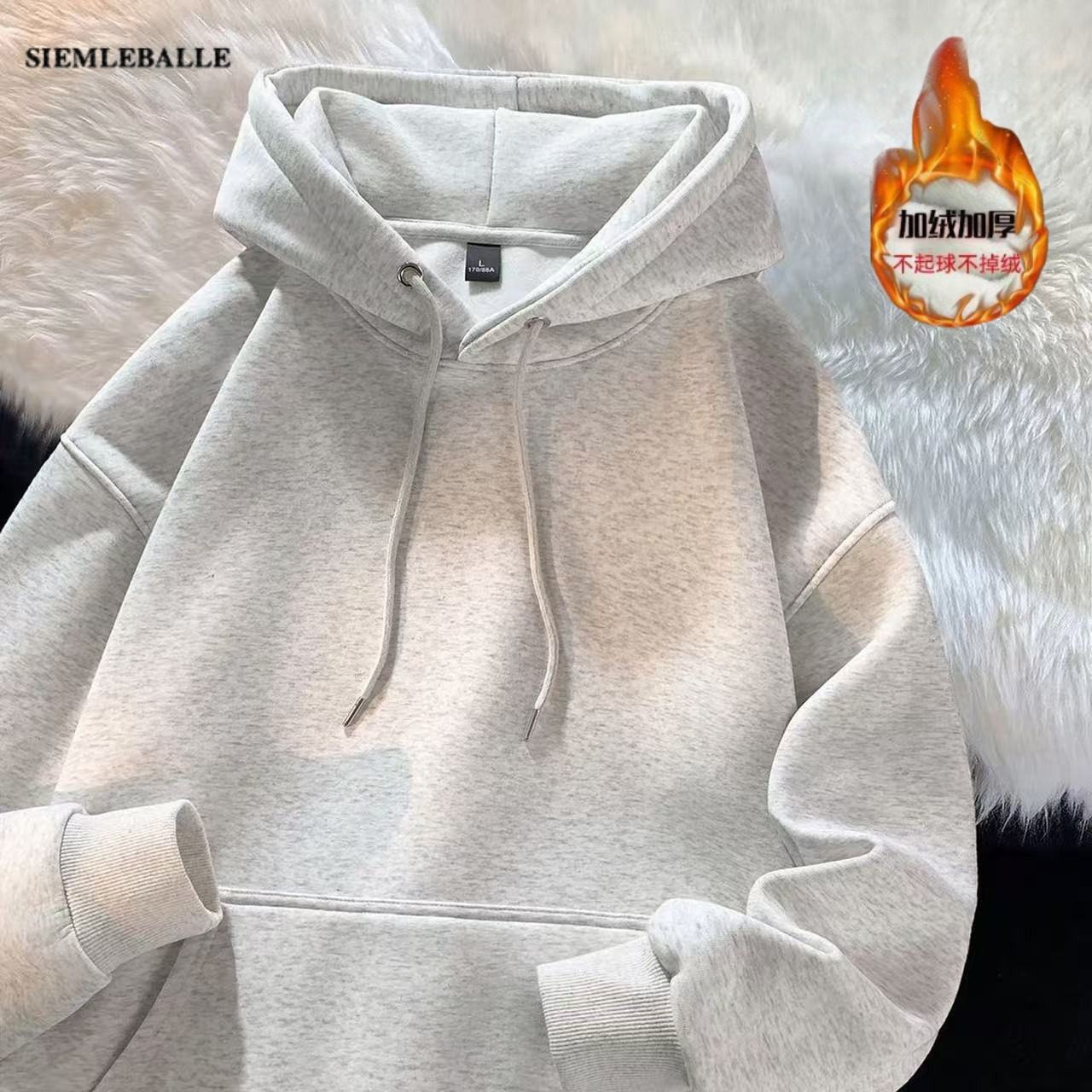 ala秋冬连帽卫衣男加绒加厚华棉宽松运动外套ins纯色休闲百搭帽衫,淘宝优惠券,粉丝福利购,淘宝优惠卷