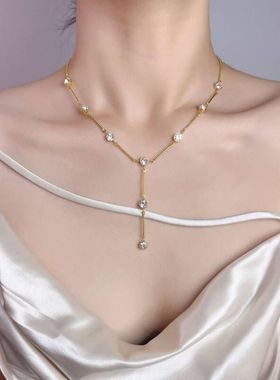 简约轻奢小众小众高级感感百搭流苏镶钻锆石钛钢满钻不掉色女款潮