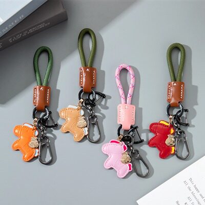 钥匙扣2026年新款创意汽车钥匙链圈皮革马上有钱编织绳包挂件礼物 - 图0