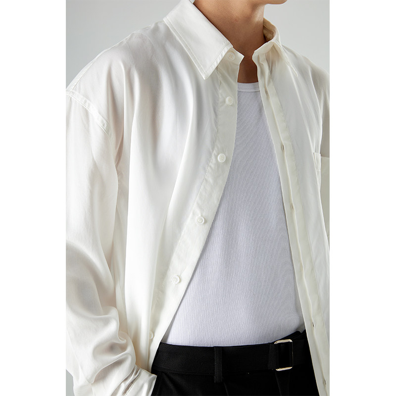 TUTM男装【莱赛尔纤维】天丝凉感衬衫男宽松长袖衬衣春秋季外套