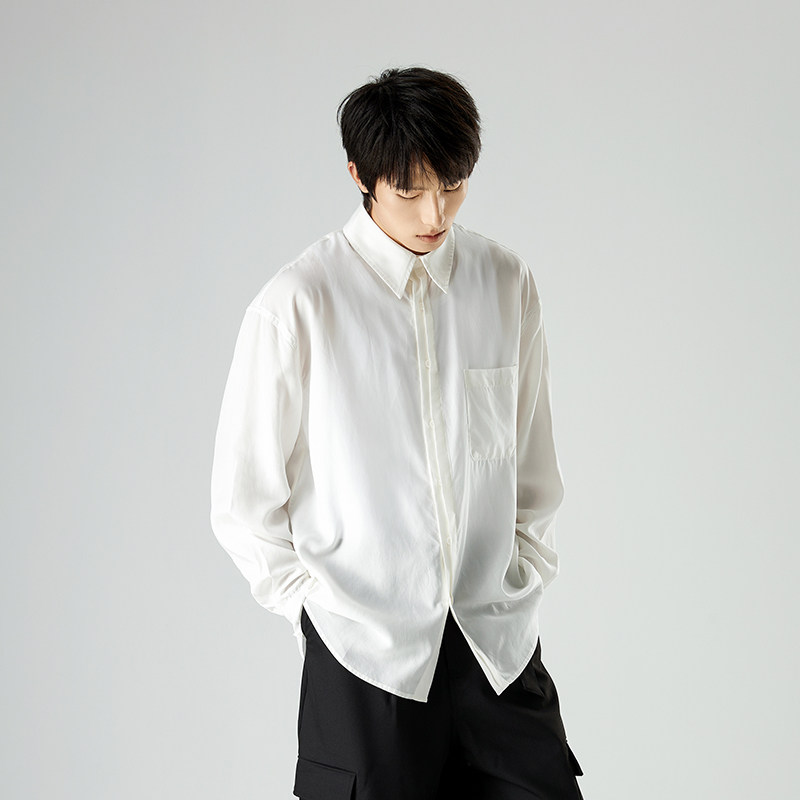 TUTM男装【莱赛尔纤维】天丝凉感衬衫男宽松长袖衬衣春秋季外套