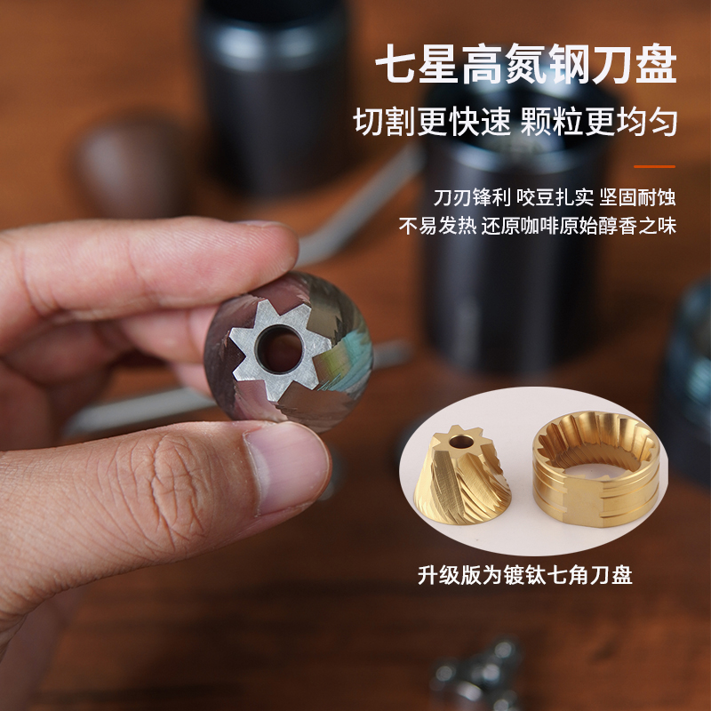 巴森顿七星刀盘手摇咖啡研磨机手动金属磨豆器小型家用手冲器具 - 图0