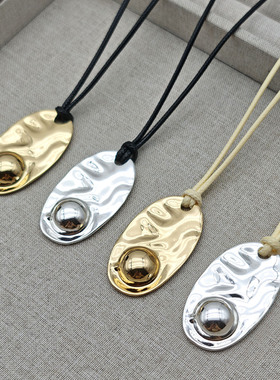 美拉德风皮绳几何椭圆精致褶皱