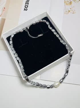 合金锁骨链女珍珠不规则